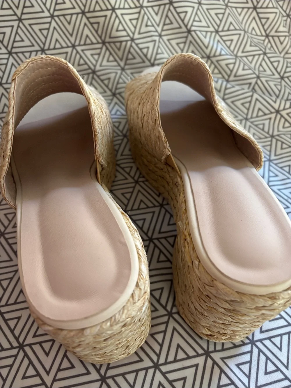 Woven Espadrille Platform Mule - Natural Beige